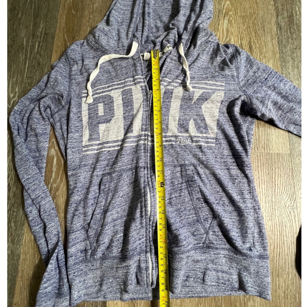 Pink Victoria's Secret Zip Up Hoodie Womens Small Purple Heathered Logo Jacket - Picture 4 of 7